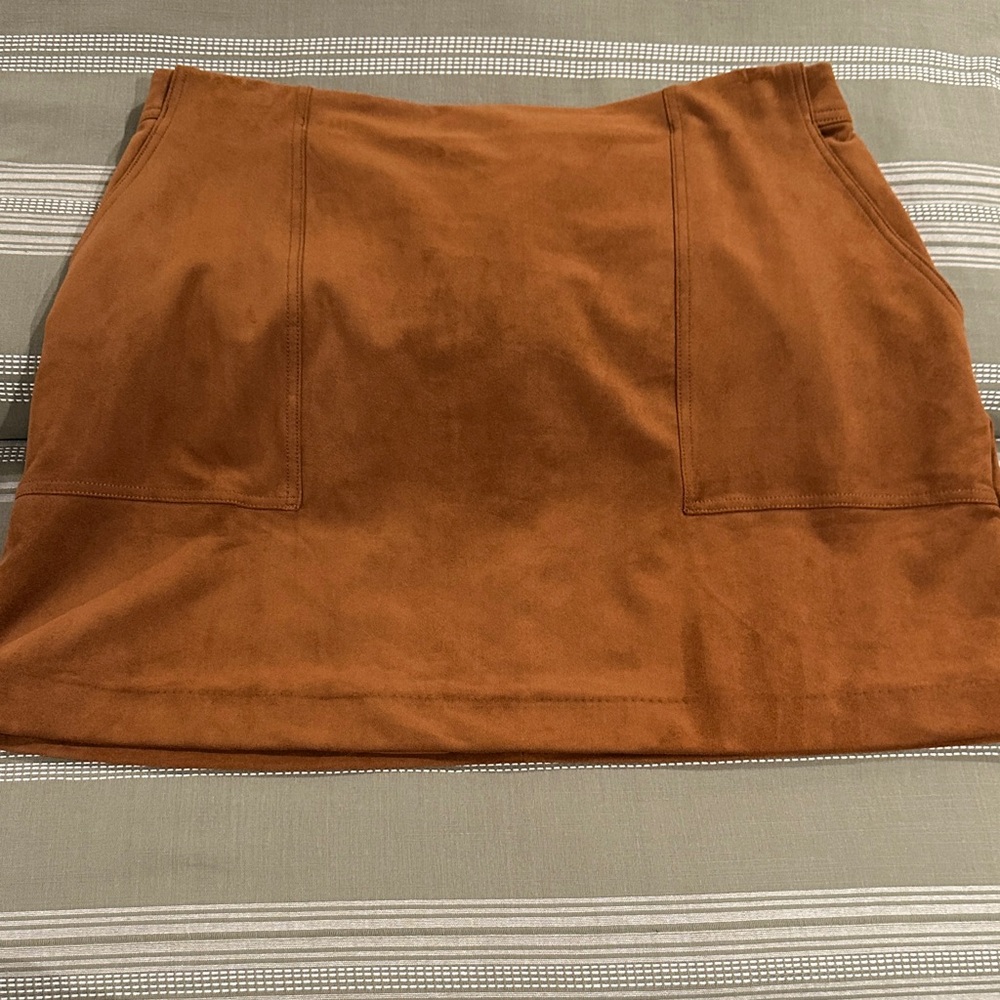 Banana Republic Rust Brown Suede-Look A-Line Mini Skirt
